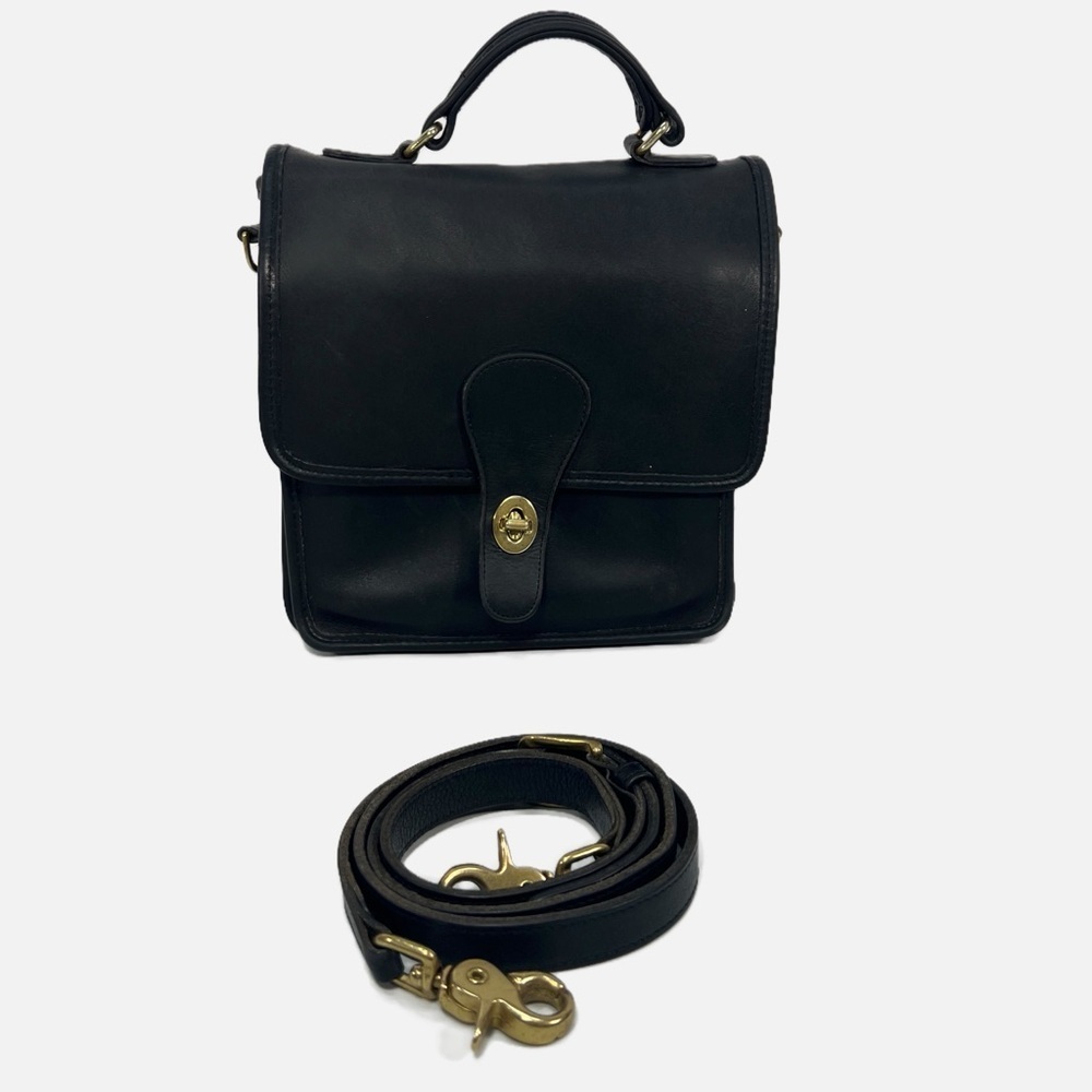Coach Vintage Station Bag Black Glove Tanned Leather Station Crossbody size M - Picture 2 of 13